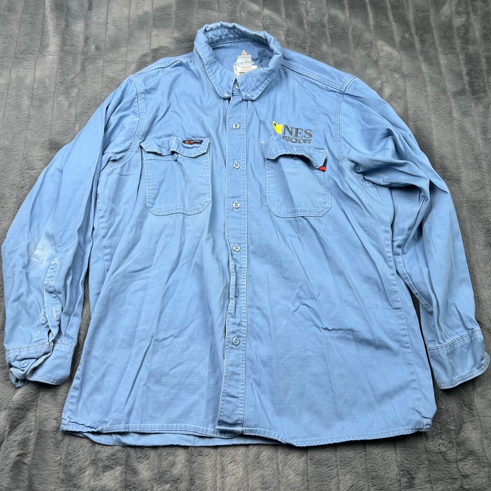 Lapco FR Mens Flame Resistant Work Shirt Blue Large Regular IMB7 NES Fircroft